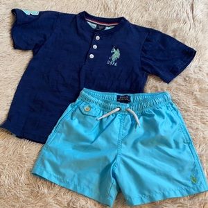 Polo outfit with swim trunks